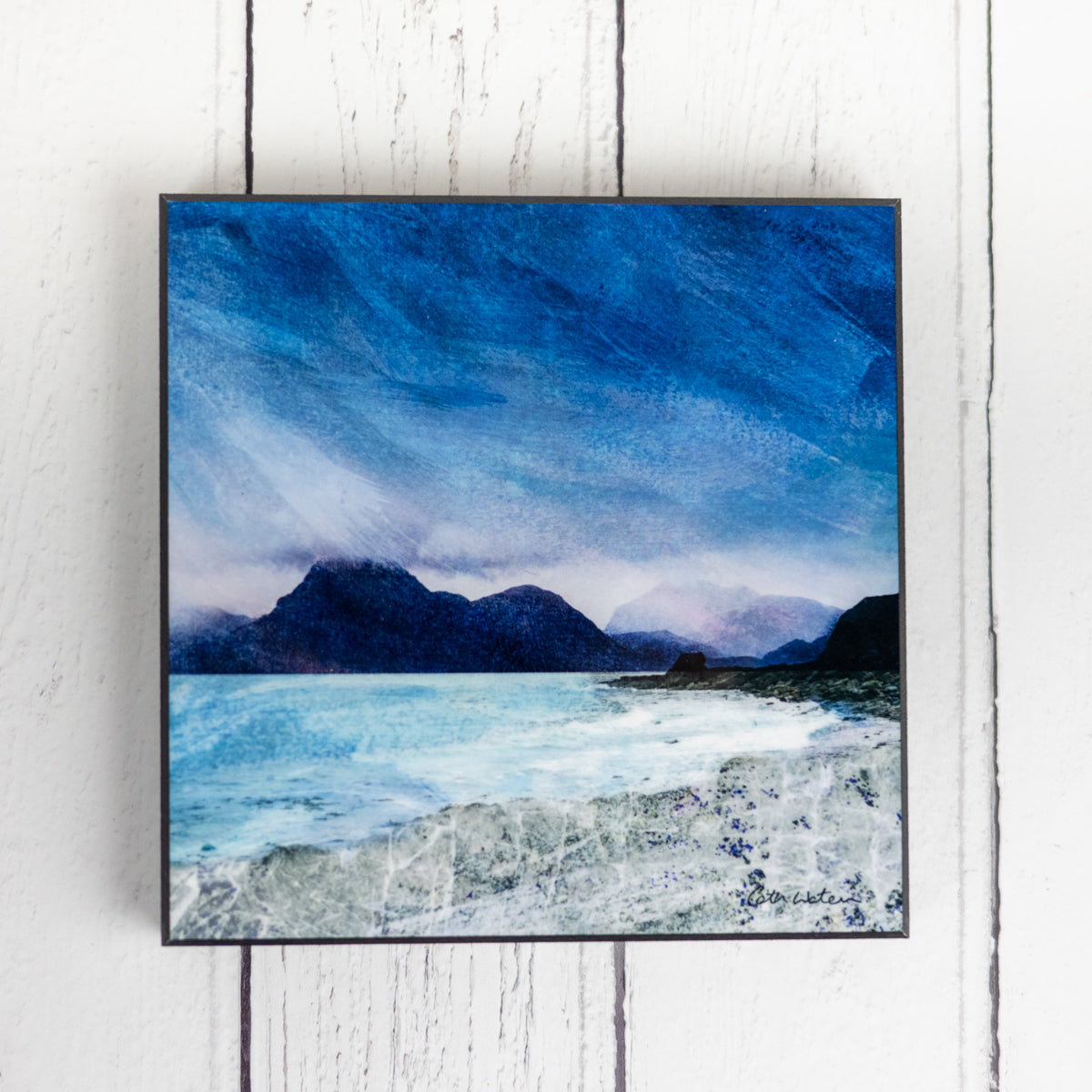 Elgol Shore Isle of Skye 150mm square Wood Block Print
