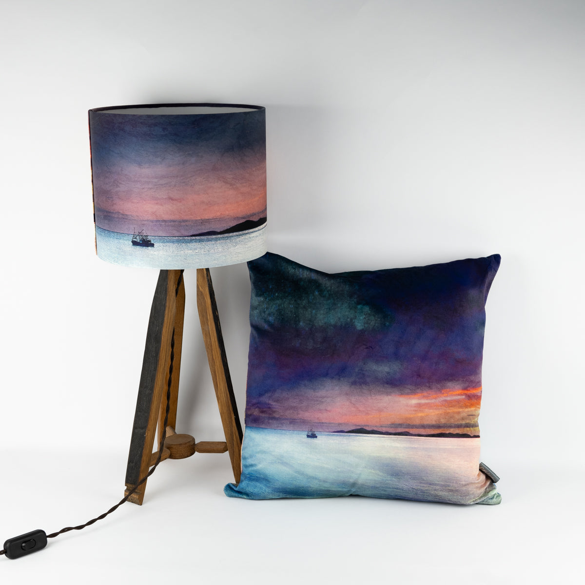 Fishing the Little Minch Velvet Cushion