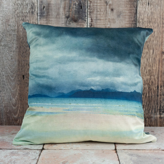 Skye and Raasay from Applecross Velvet Cushion