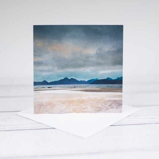 “A walk on the beach” Skye from Applecross 140mm square greetings card