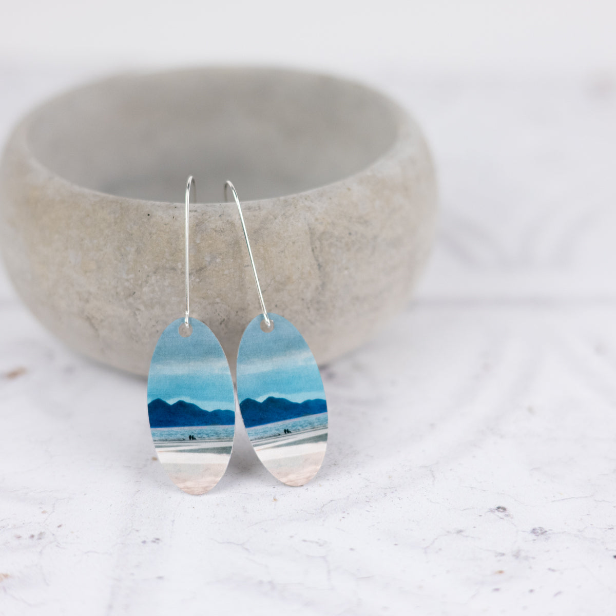 “A walk on the beach” Skye from Applecross Aluminium and Silver Earrings
