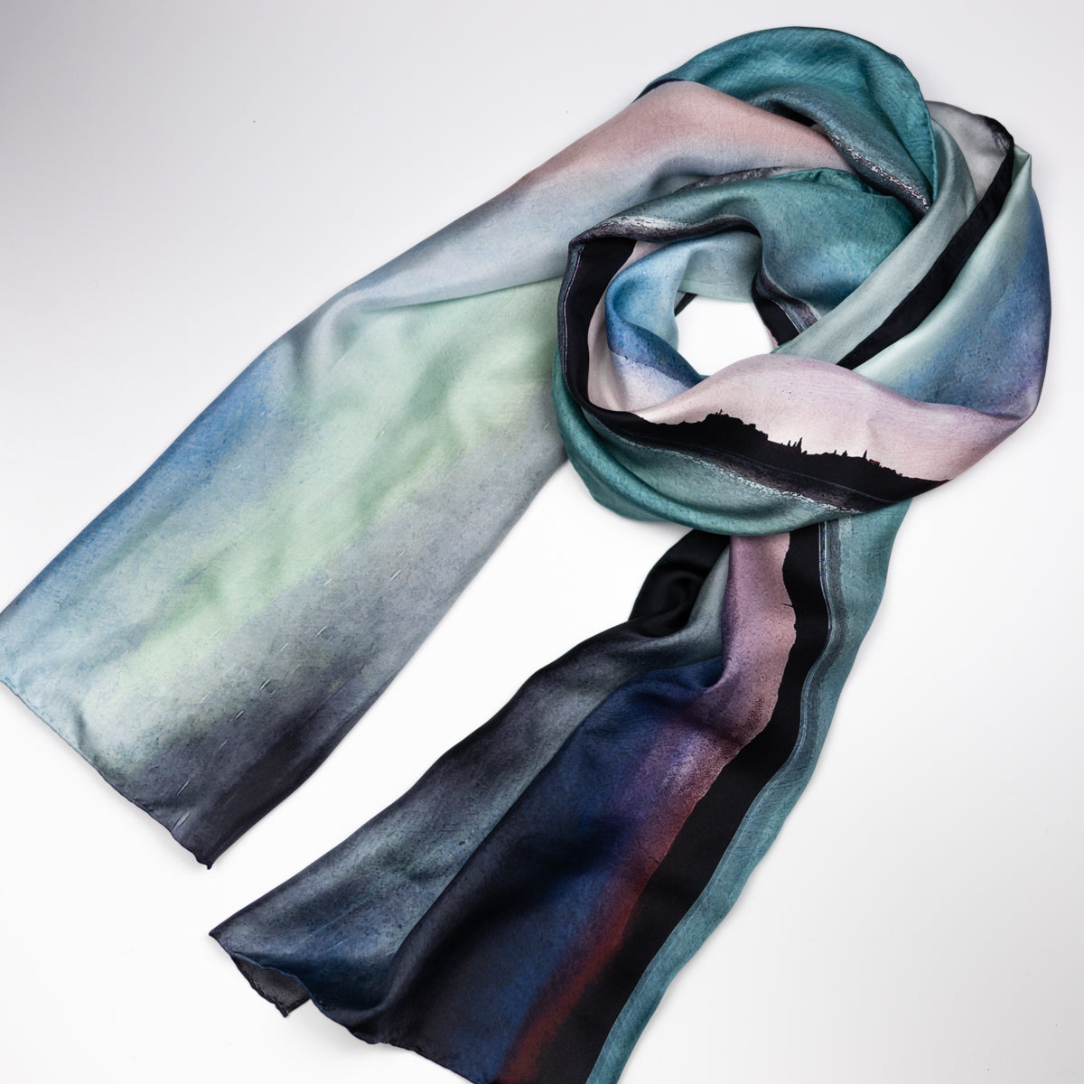 Edinburgh Skyline from East Lothian Large Panoramic Silk Scarf
