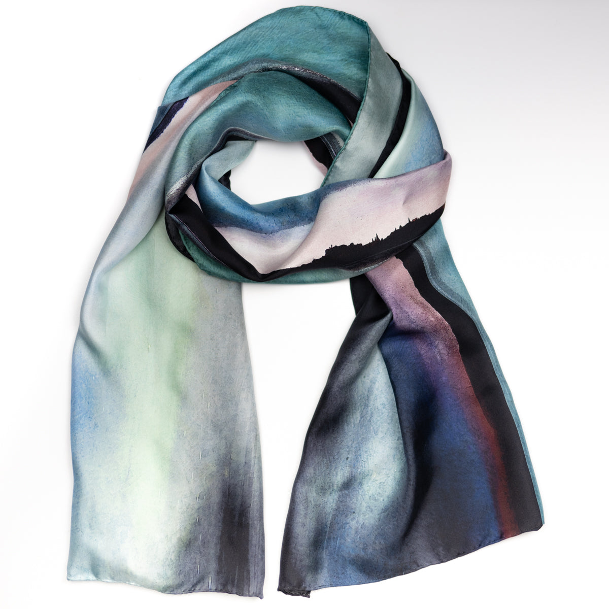 Edinburgh Skyline from East Lothian Large Panoramic Silk Scarf