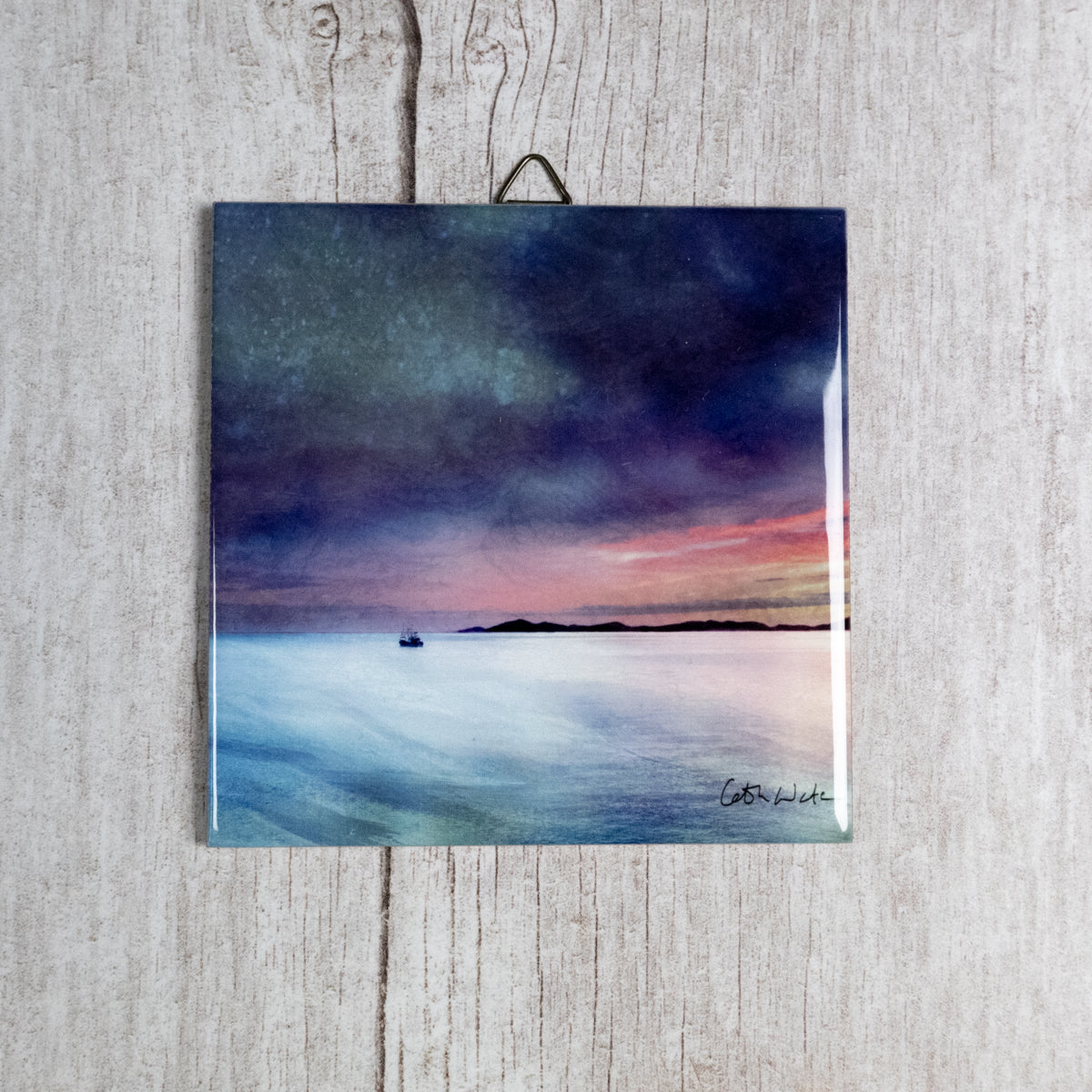 Fishing the Little Minch Gift Boxed 4.25" ceramic tile