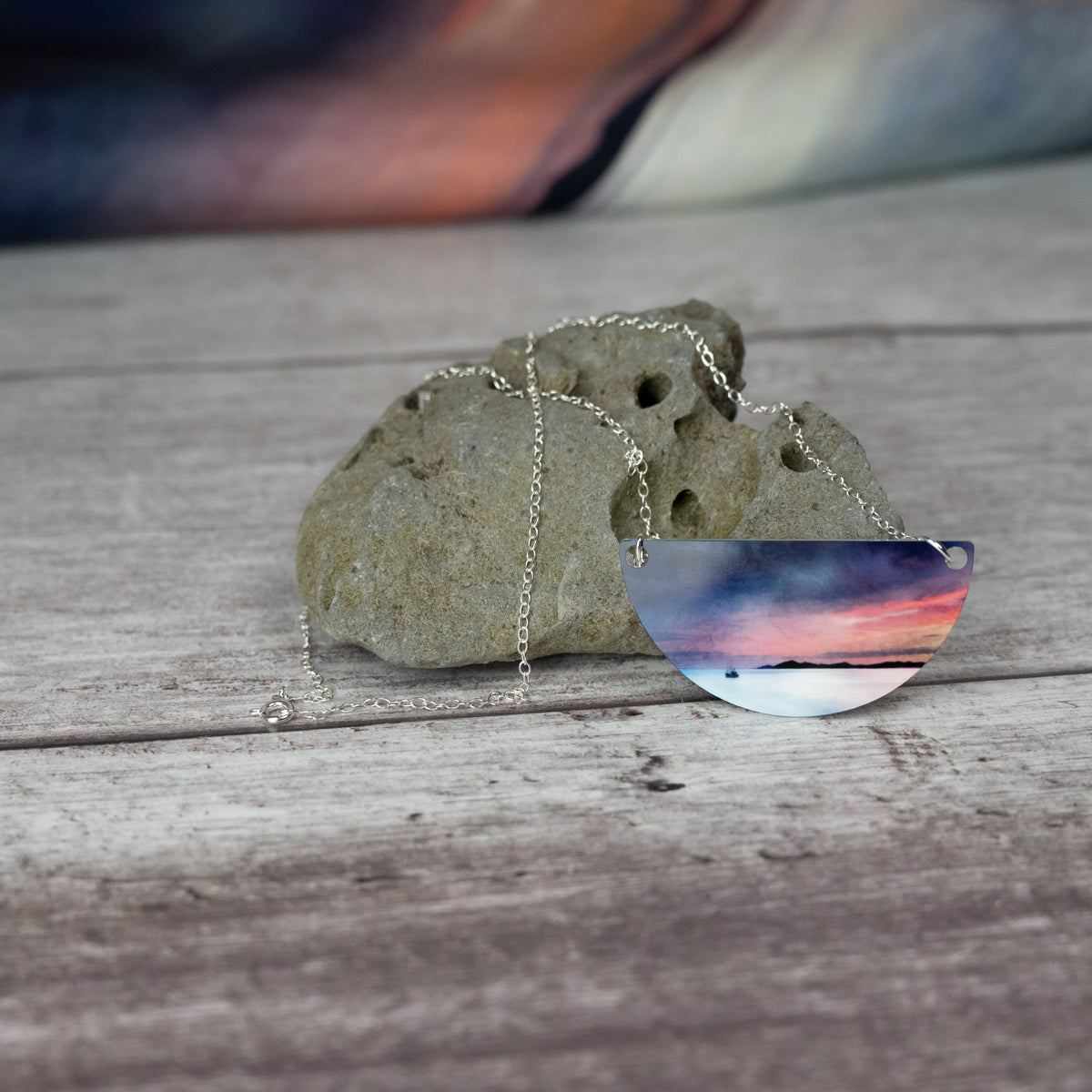 Fishing the Little Minch Aluminium and Silver Small Necklace