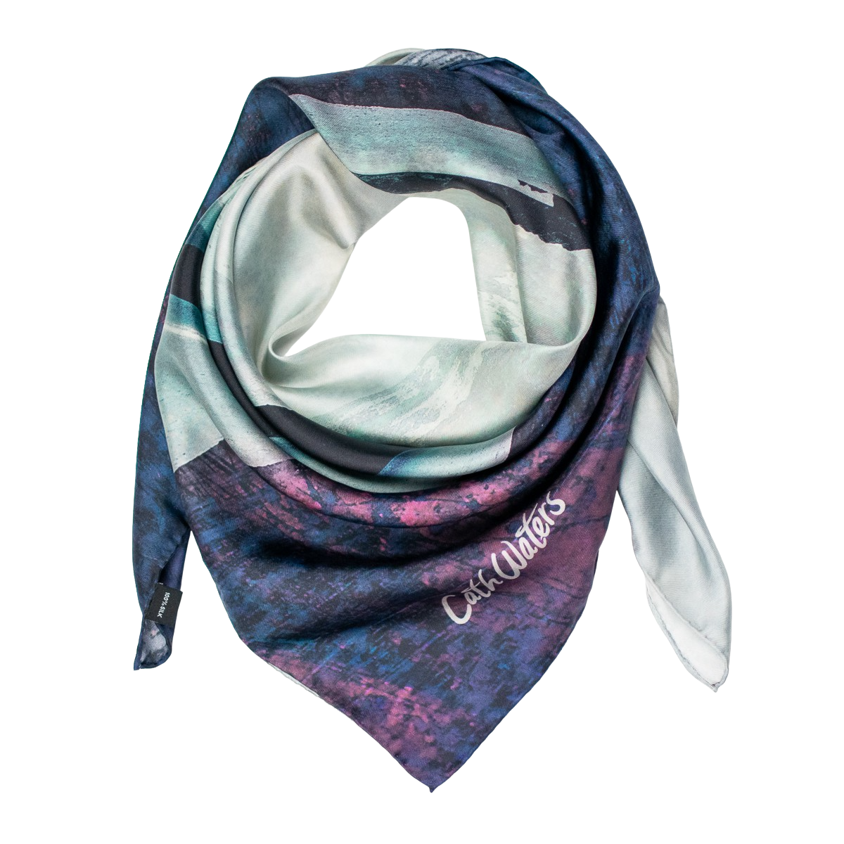 Grey Large Square Silk Scarf