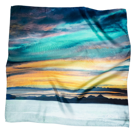 The Western Isles from Skye Small Square Silk Scarf