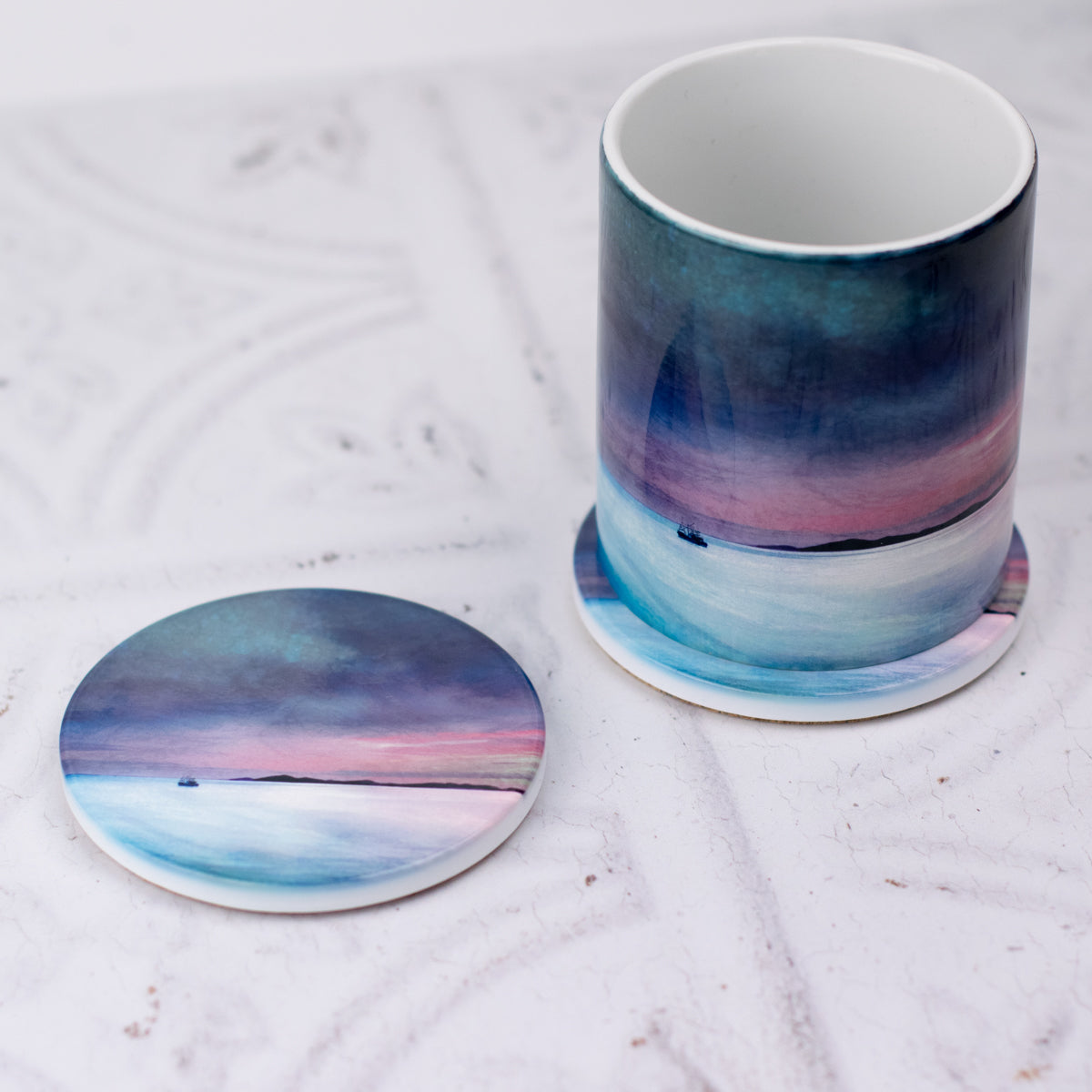 Fishing the Little Minch Ceramic Coaster Gift Boxed