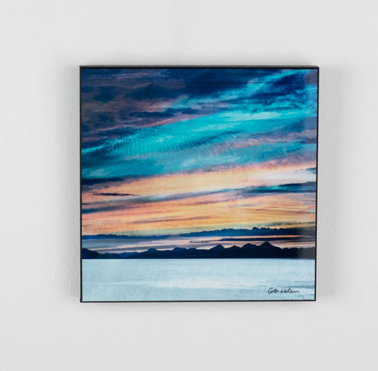 Western Isles from Trotternish Isle of Skye  150mm square Wood Block Print