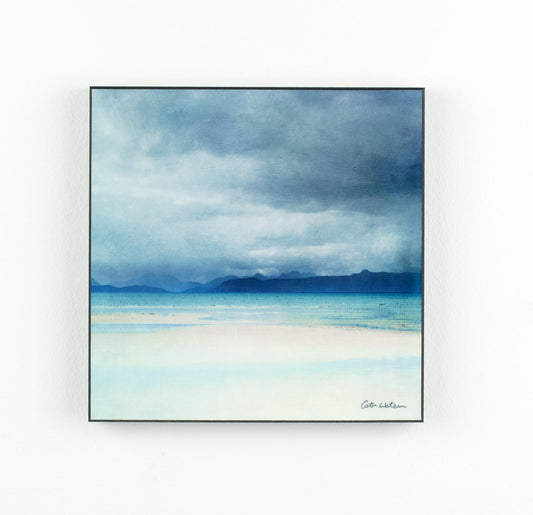 Skye and Raasay from Applecross 150mm square Wood Block Print