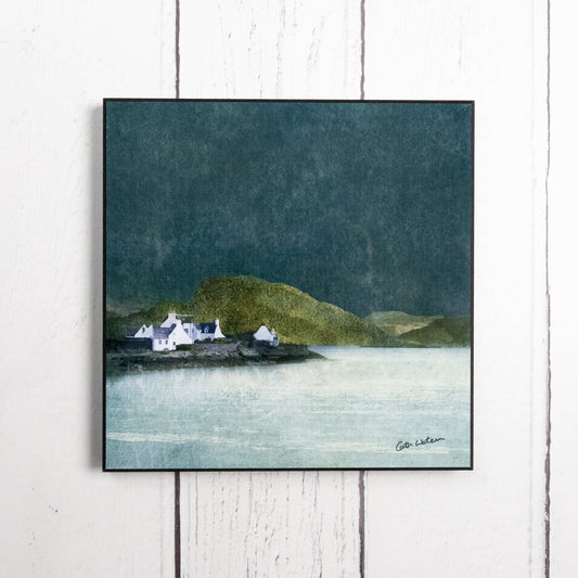Plockton  150mm square Wood Block Print