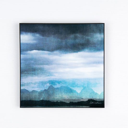 The Cuillins Isle of Skye v1 150mm square Wood Block Print