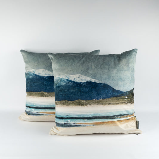 Winter Luskentyre Isle of Harris Velvet Cushion