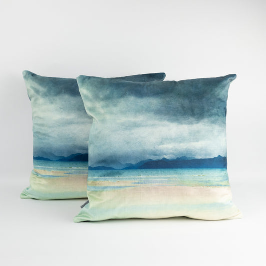 Skye and Raasay from Applecross Velvet Cushion