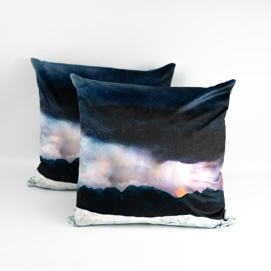 Strawberry Moonrise Isle of Skye Velvet Cushion
