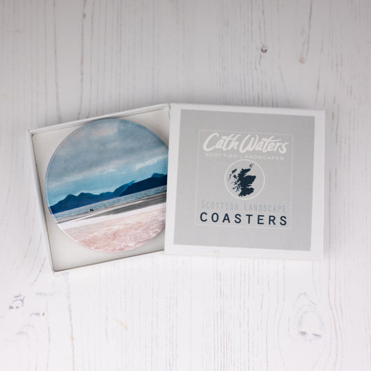 "A walk on the beach" Skye from Applecross Ceramic Coaster Gift Boxed