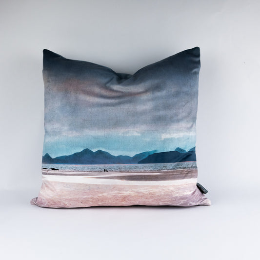"A walk on the beach" Skye from Applecross Velvet Cushion