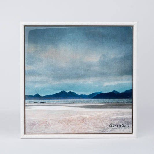 “A walk on the beach” Skye from Applecross Wood Framed 6" ceramic tile
