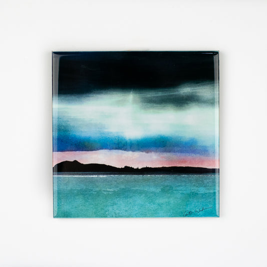 Edinburgh Skyline from East Lothian Inlaid Ceramic Tile