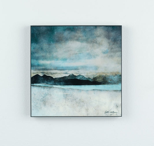 Skye from Bealach Na Ba Applecross  150mm square Wood Block Print