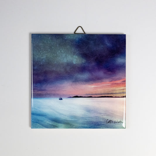 Fishing the Little Minch Gift Boxed 4.25" ceramic tile