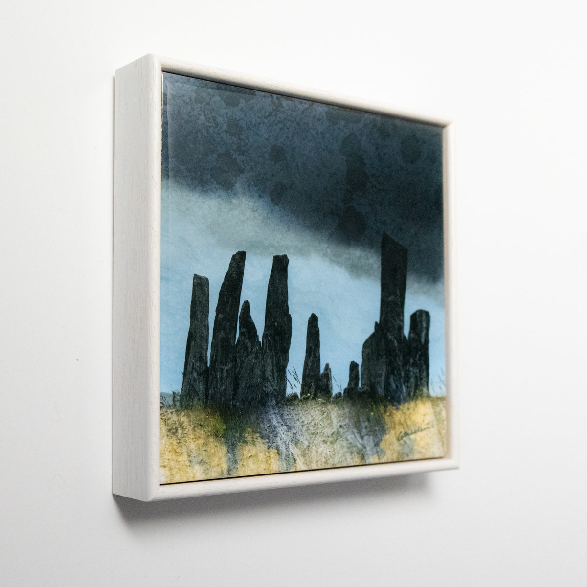 The Calanais Stones Lewis Wood Framed 6" ceramic tile