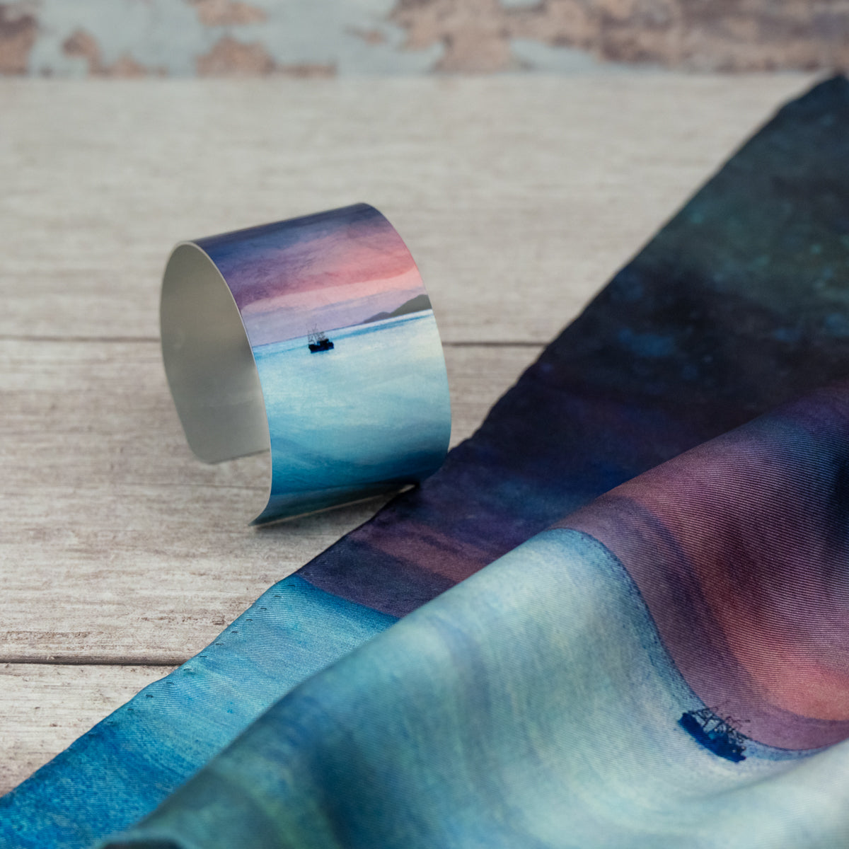 Fishing the Little Minch Small Square Silk Scarf