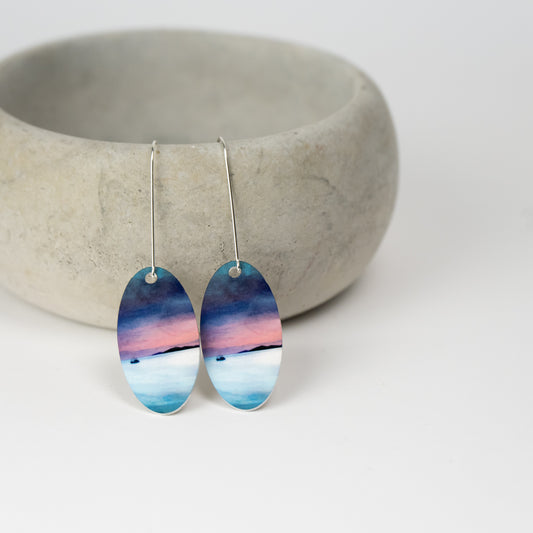 Fishing the Little Minch Aluminium and Silver Earrings