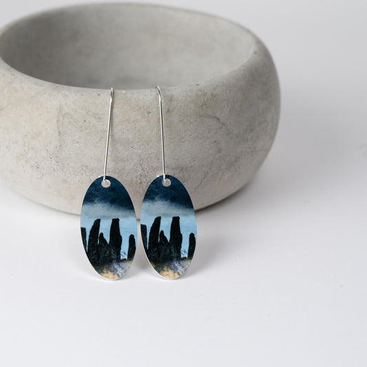 The Calanais Stones Lewis Aluminium and Silver Earrings
