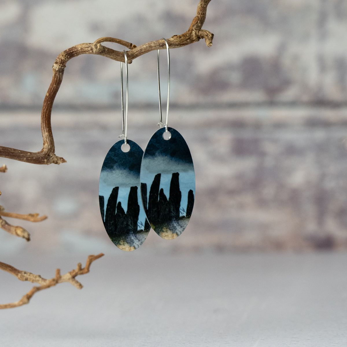 The Calanais Stones Lewis Aluminium and Silver Earrings