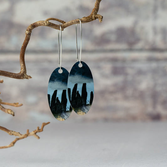 The Calanais Stones Lewis Aluminium and Silver Earrings