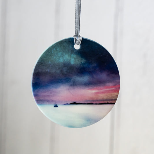 Fishing the Little Minch Porcelain Hanging Ornament