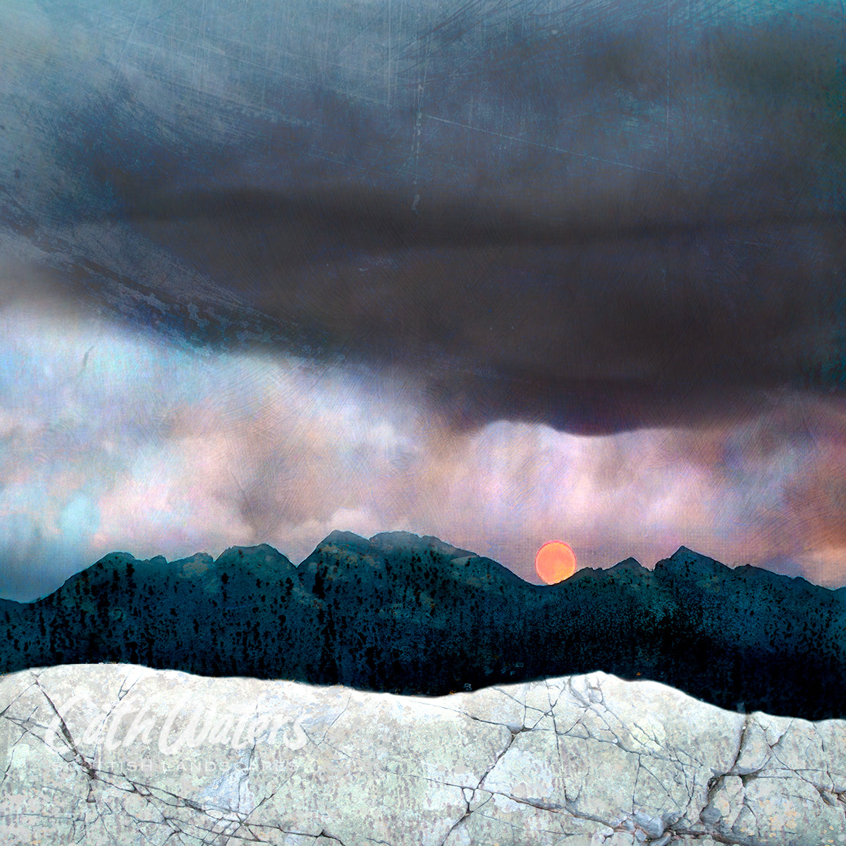 Strawberry Moonrise over the Cuillin Ridge