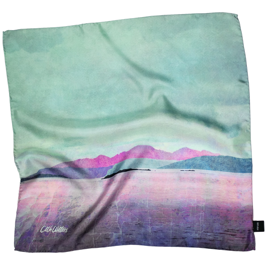 Arran over the Sound of Bute Small Square Silk Scarf