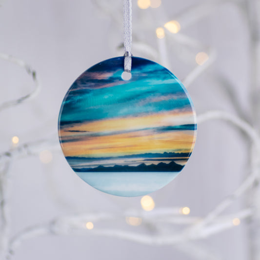 Western Isles from Trotternish Isle of Skye Porcelain Hanging Ornament