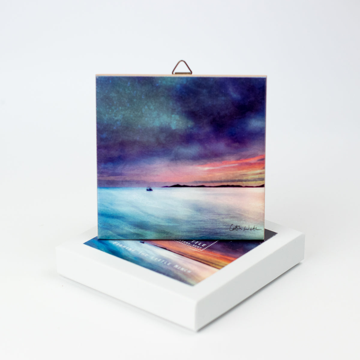 Fishing the Little Minch Gift Boxed 4.25" ceramic tile