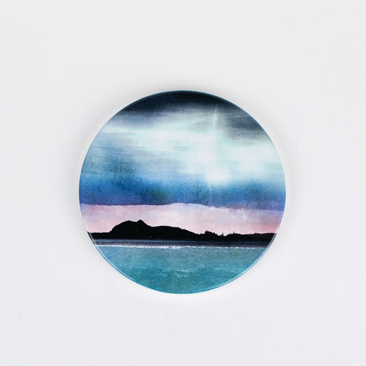 Edinburgh Skyline from East Lothian Ceramic Coaster