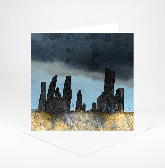The Calanais Stones Lewis 140mm square greetings card